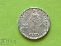 10 centavos 1944 '' D '' USA / Philippines Silver