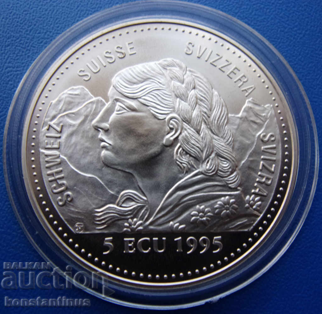 Switzerland 5 ECU 1995 PROOF UNC Rare with price € 23.01 | 45.00 BGN