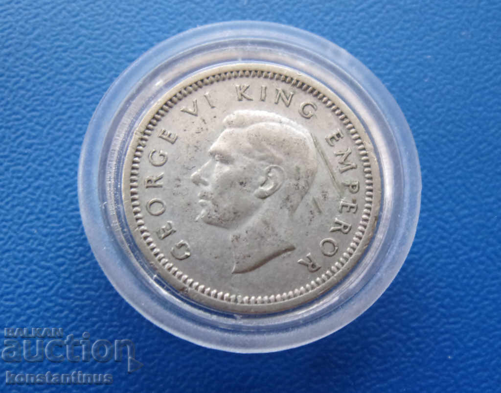 Нова Зеландия  3  Пени  1944  Сребро  Rare с цена € 7.67 | 15.00 лв.