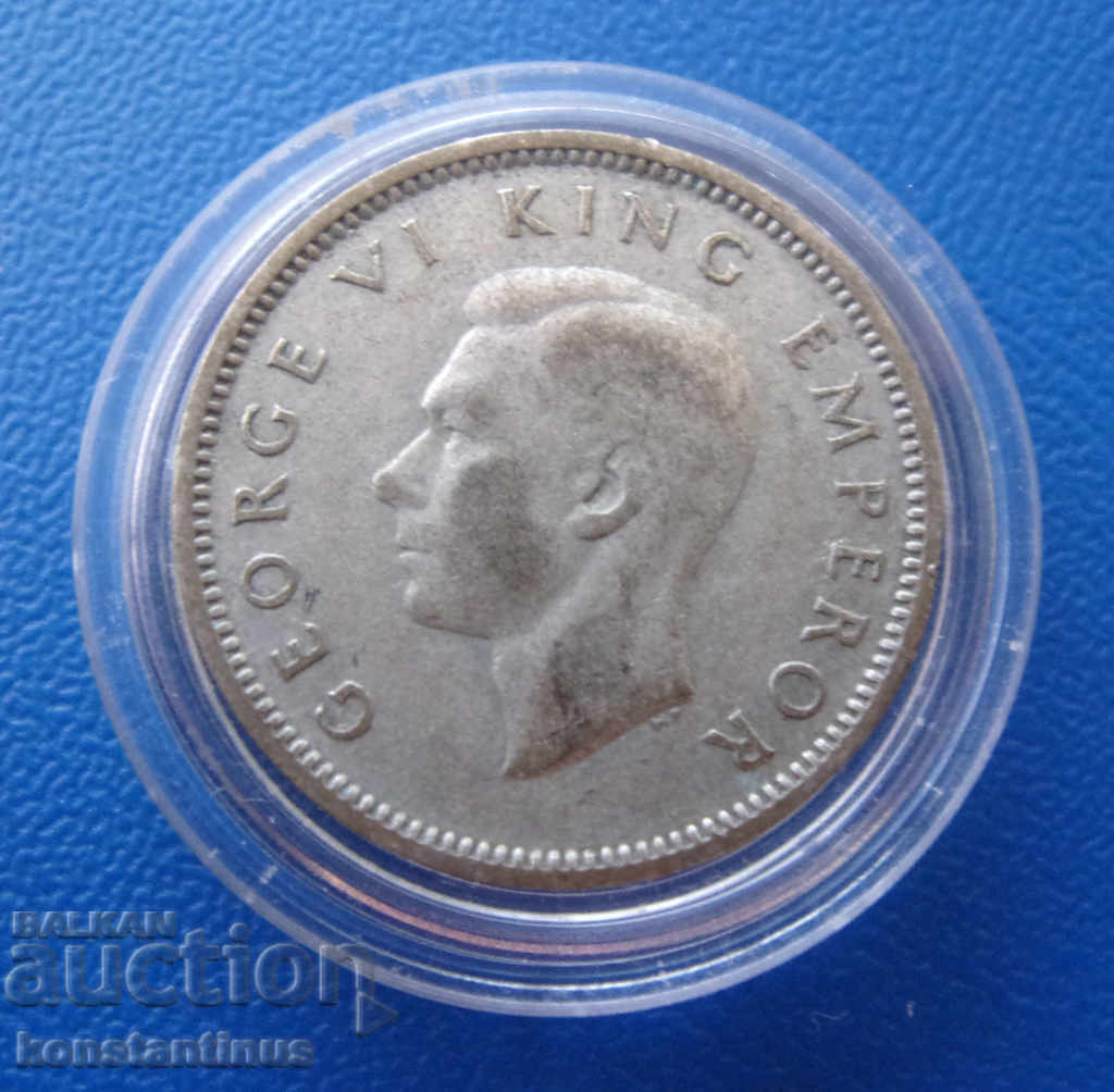 Нова Зеландия  6  Пени  1945  Сребро  Rare с цена € 15.34 | 30.00 лв.