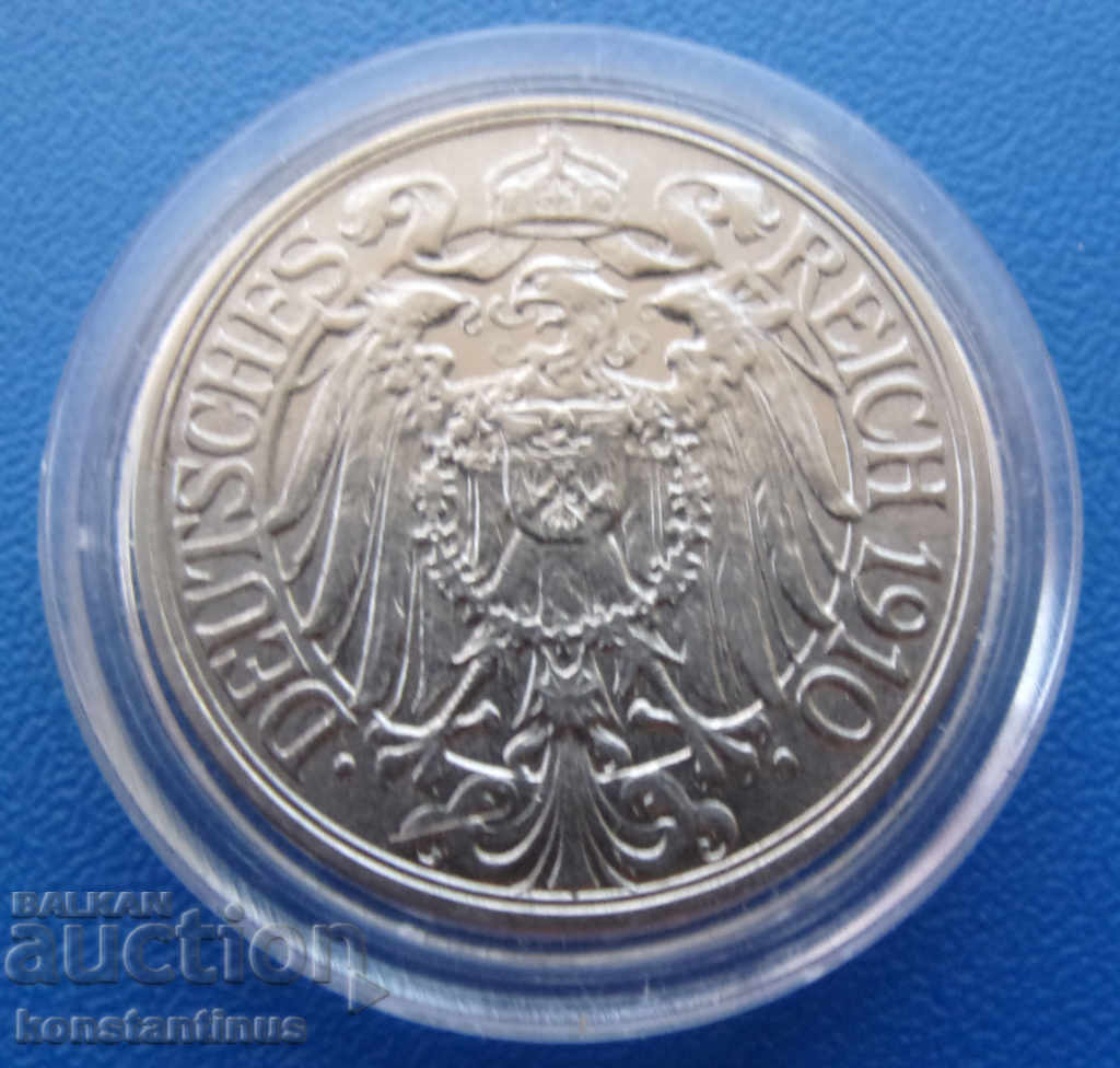 Германия Райх  25  Пфениг  1910 J  Rare с цена € 12.78 | 25.00 лв.