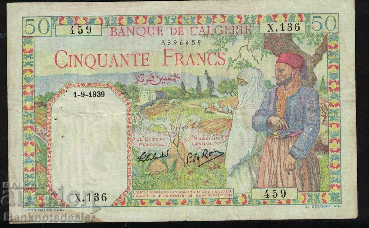 Algeria 50 Francs 1939 Pick 84 Ref 6459