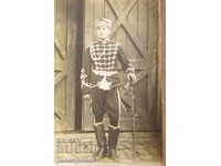 Царство България военна снимка Български гвардеец със сабя