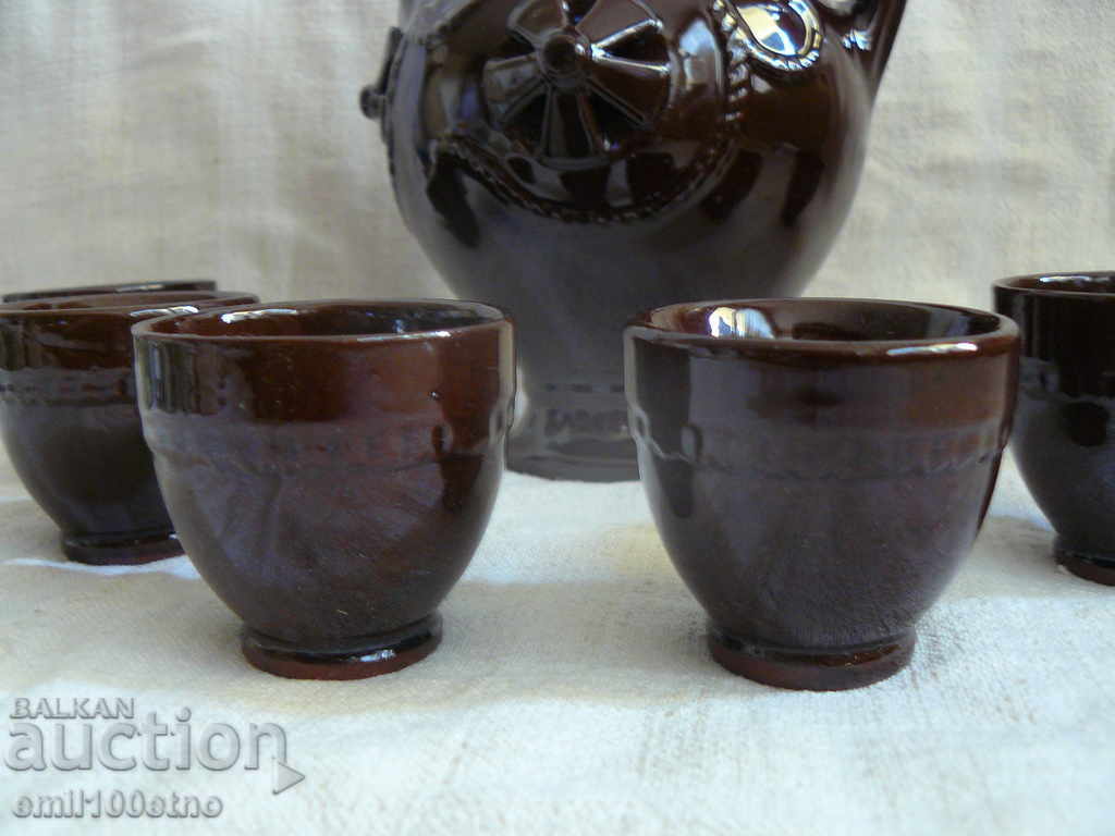 Service for heated brandy Bulgarian ceramics with price 17.00 BGN | € 8.69 Service for heated brandy Bulgarian ceramics with price 17.00 BGN | € 8.69