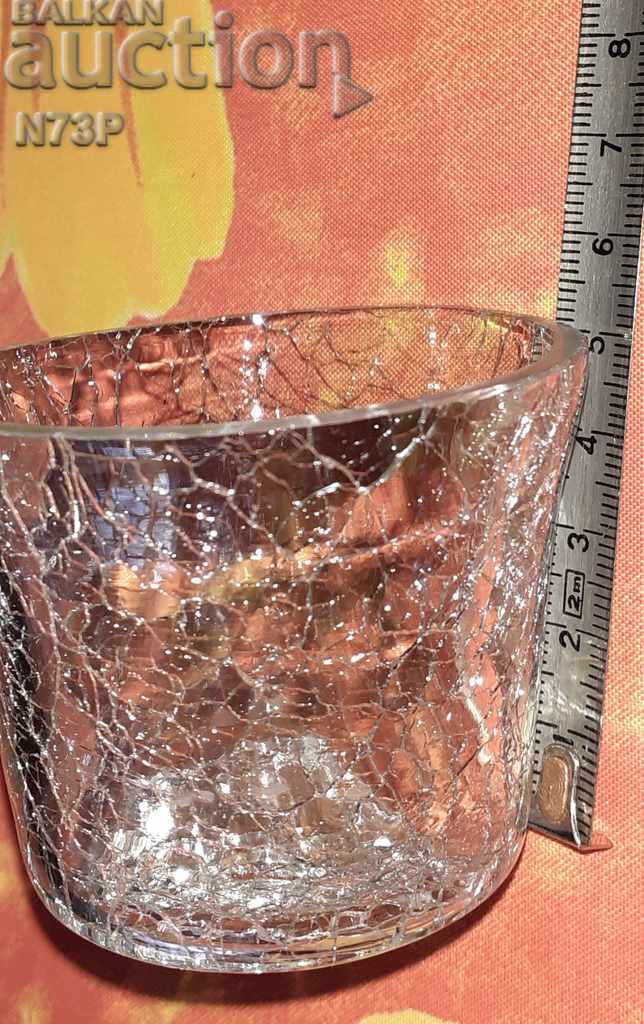 CANDLEHOLDER. CRACKED GLASS. ART STYLE. - 5 CANDLEHOLDER. CRACKED GLASS. ART STYLE. - 5