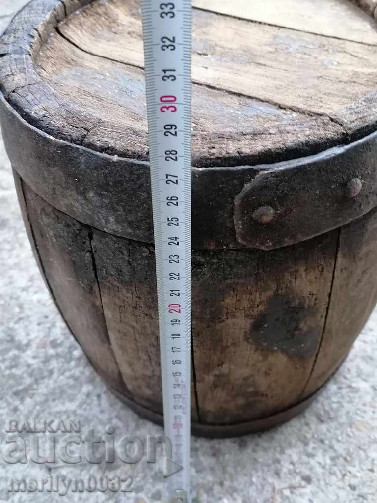 Old bucket, flask, barrel, crank, wooden - 7