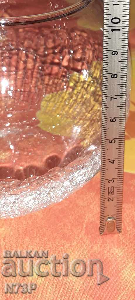 VASE. CRACKED AND RELIEFED GLASS. HANDMADE. - 5