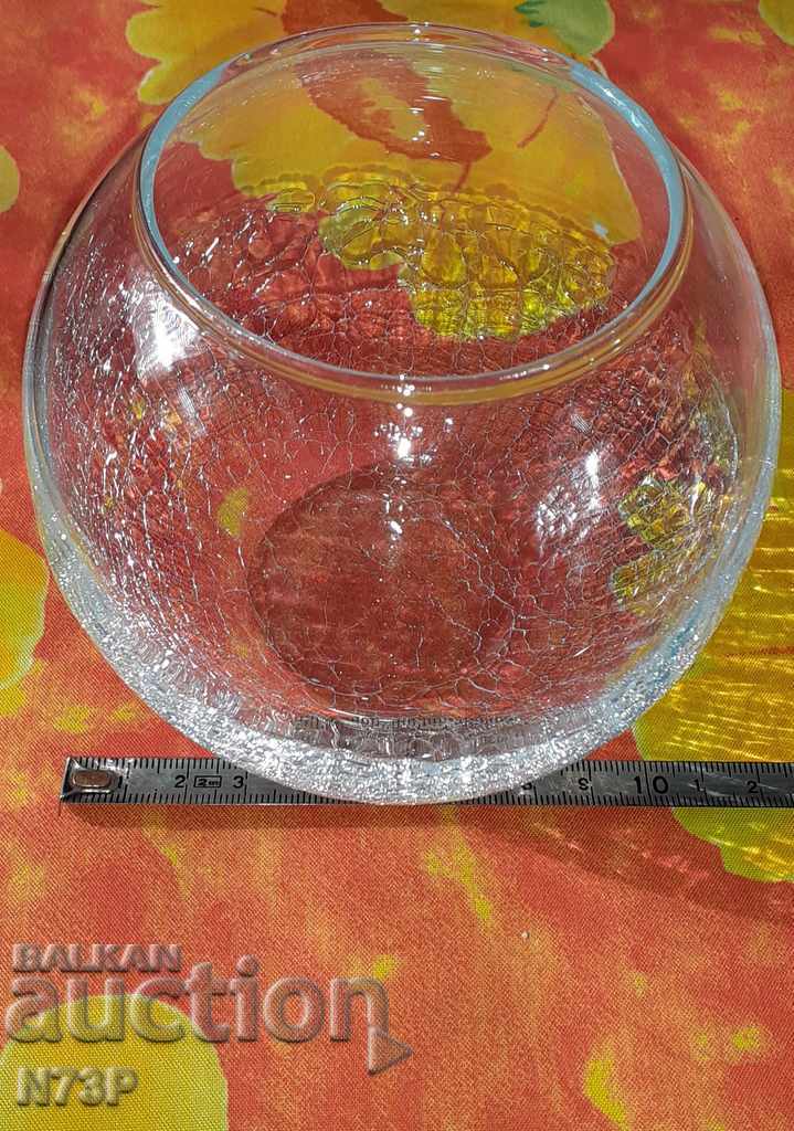 VASE. CRACKED AND RELIEFED GLASS. HANDMADE. - 6