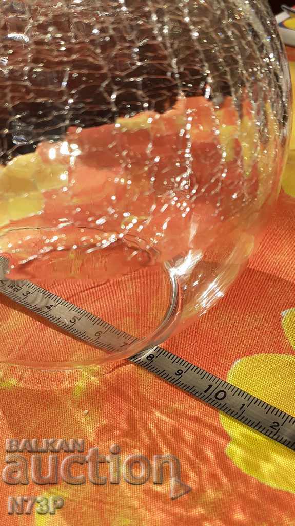 VASE. CRACKED AND RELIEFED GLASS. HANDMADE. - 7