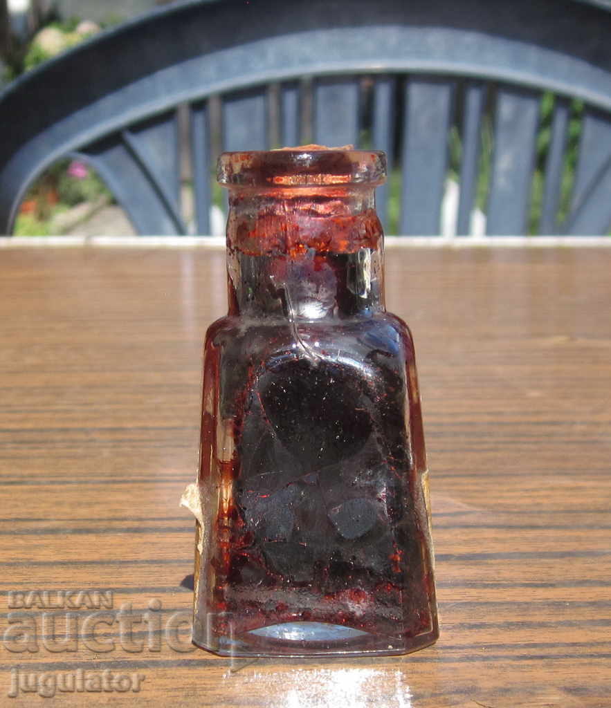 antique glass bottle red ink bottle PELIKAN PELIKAN - 6