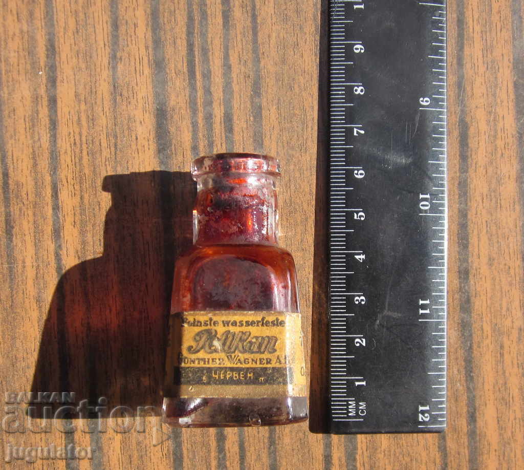 antique glass bottle red ink bottle PELIKAN PELIKAN - 7