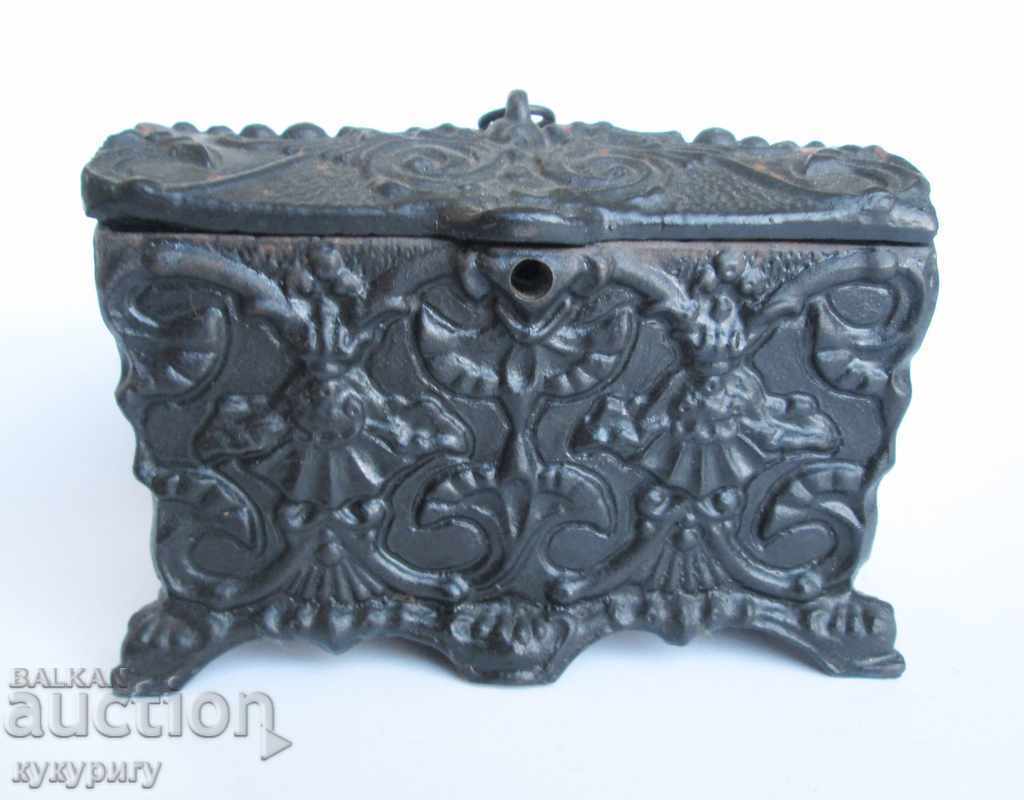 Old Russian author's cast iron casket jewelry box