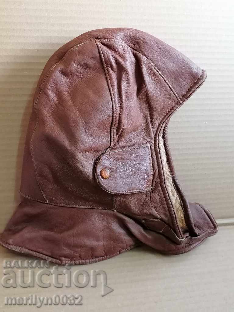 German parachute bonnet motorcycle leather helmet Wehrmacht
