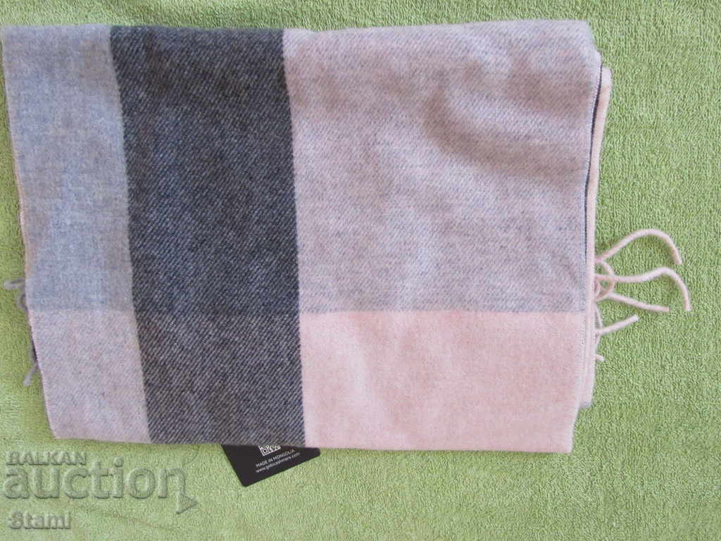 Auction New GOBI Cashmere Scarf - Pink, Gray and Black, Mongolia Auction New GOBI Cashmere Scarf - Pink, Gray and Black, Mongolia