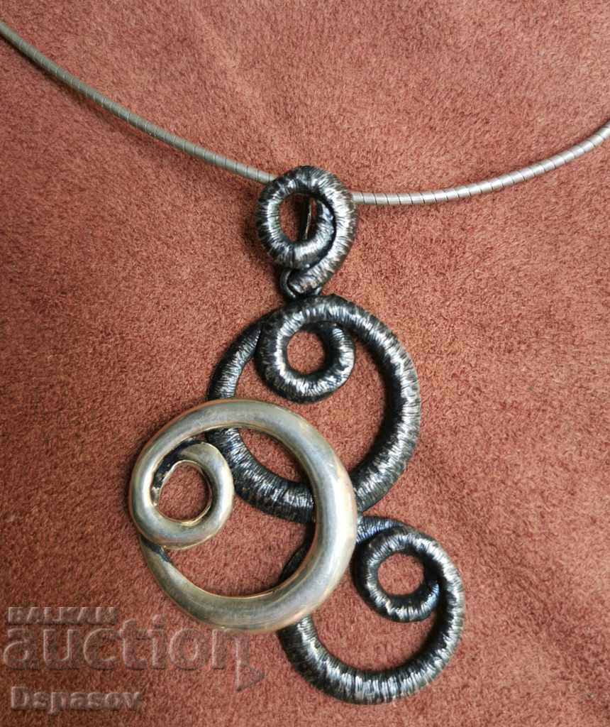 Silver Art Pendant Necklace Handmade