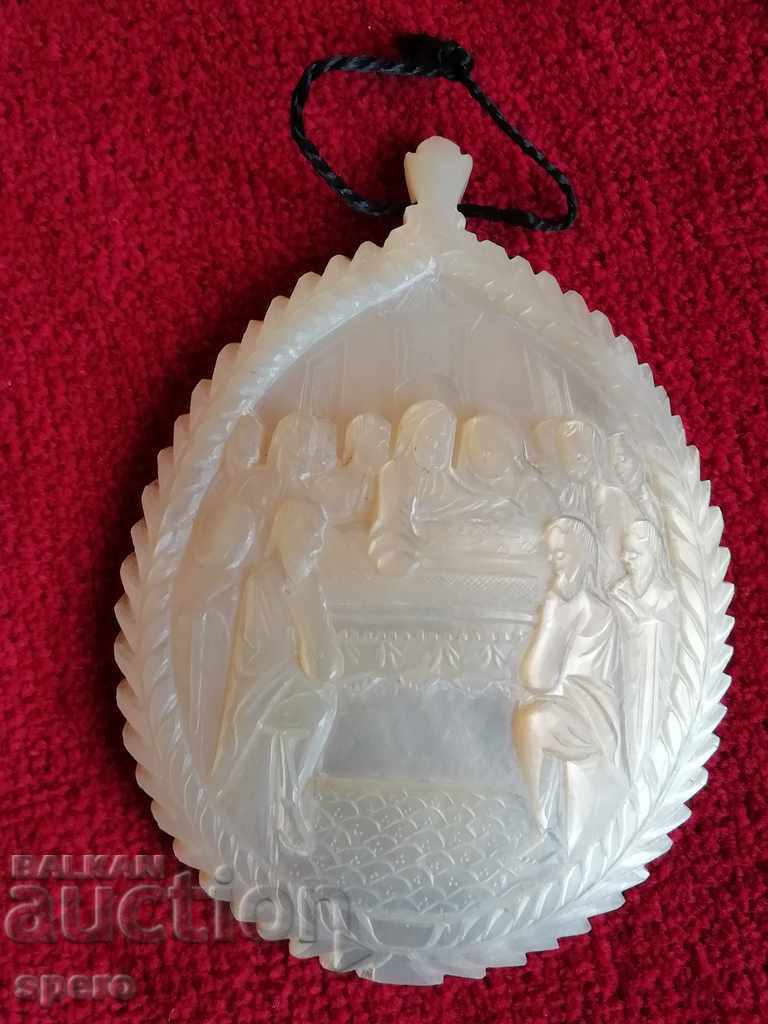 Delivery of Panagia. Mother of pearl.