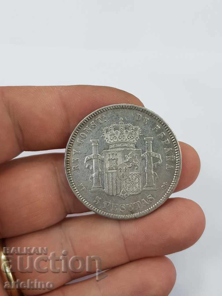 Delivery of Rare silver coin 5 pesetas 1889 Delivery of Rare silver coin 5 pesetas 1889