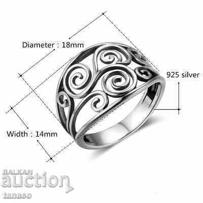 Auction  Openwork silver-plated ring with spirals – Size 55