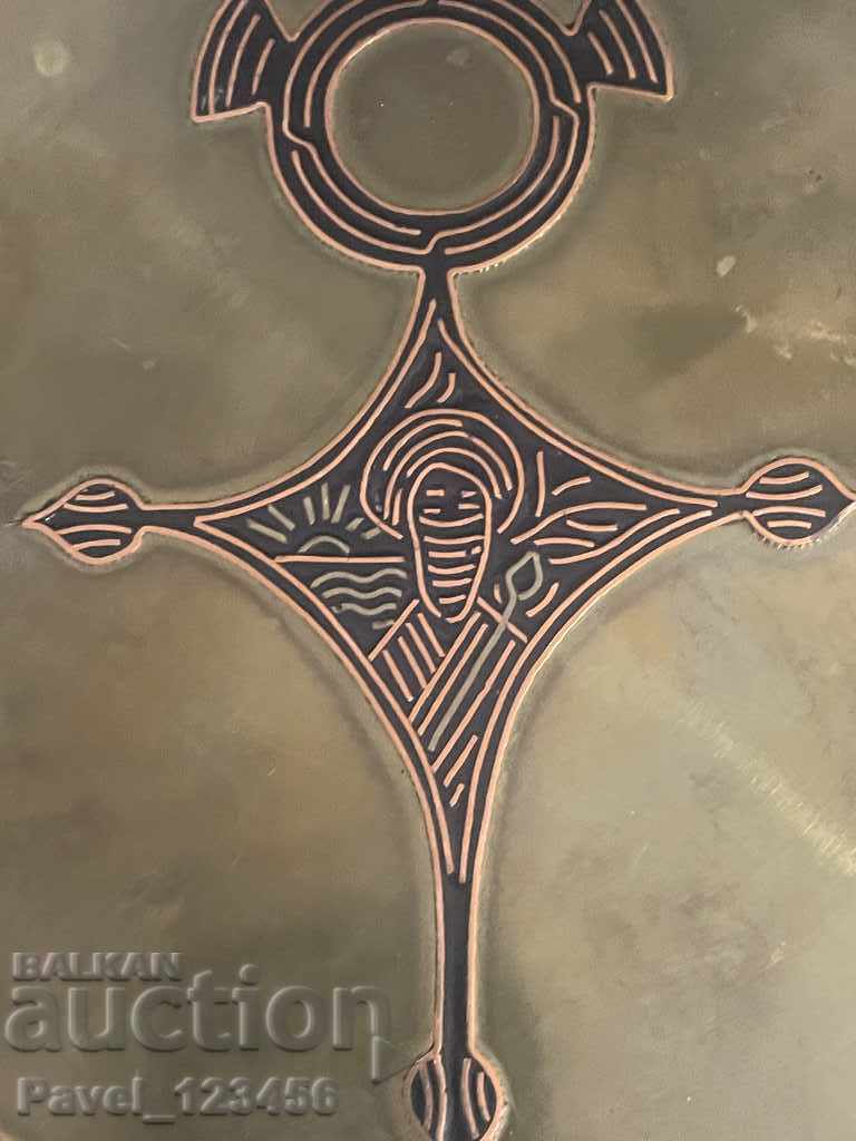 Auction  metal wall plate with strange symbolism