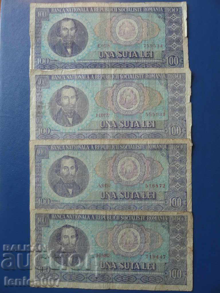 Romania 1966 - 100 lei (4 pieces)
