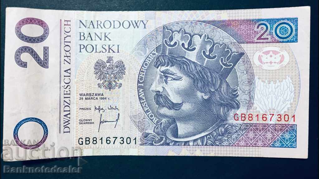 Poland 20 Zlotych 1994 Pick 174 Ref 7301 Poland 20 Zlotych 1994 Pick 174 Ref 7301