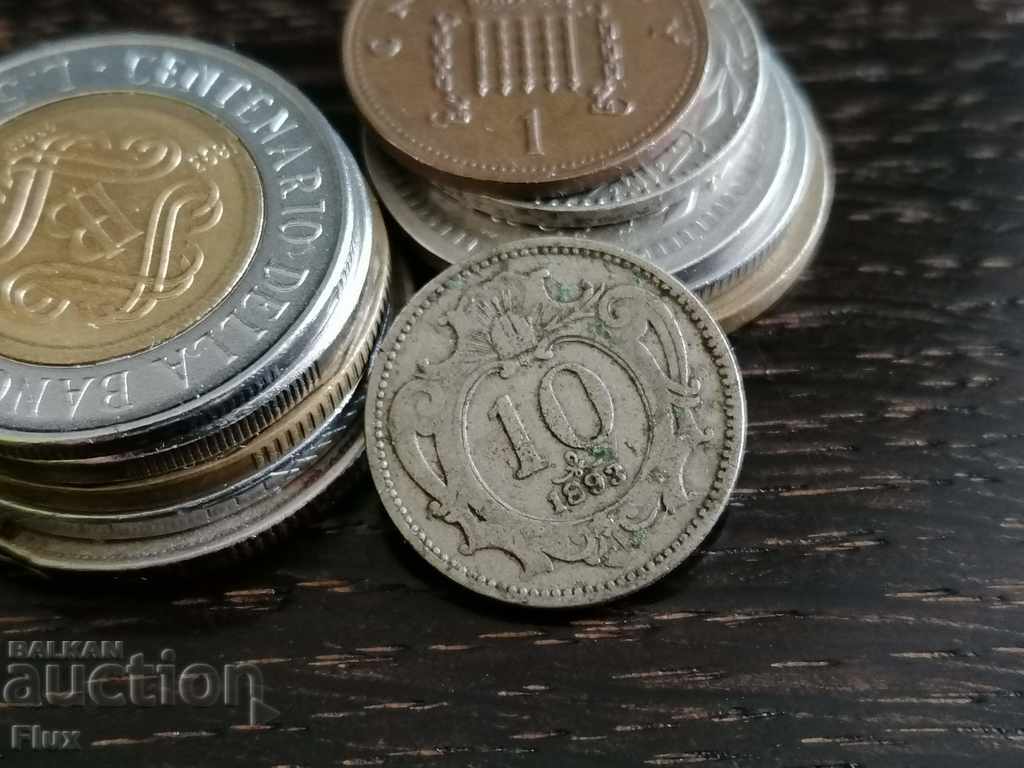 Monedă - Austria-Ungaria - 10 hellers | 1893