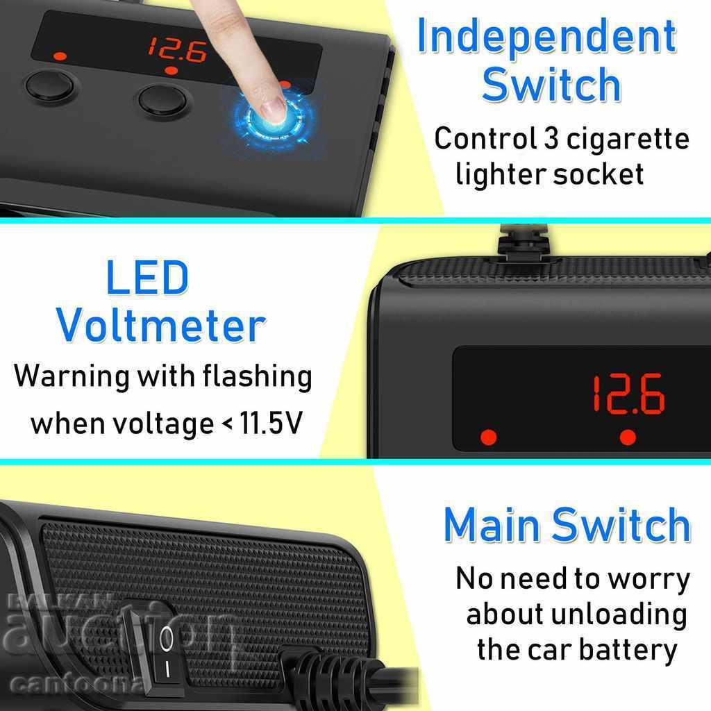 Delivery of 100 W cigarette lighter socket with 3 sockets + 4 USB - 3.6 A