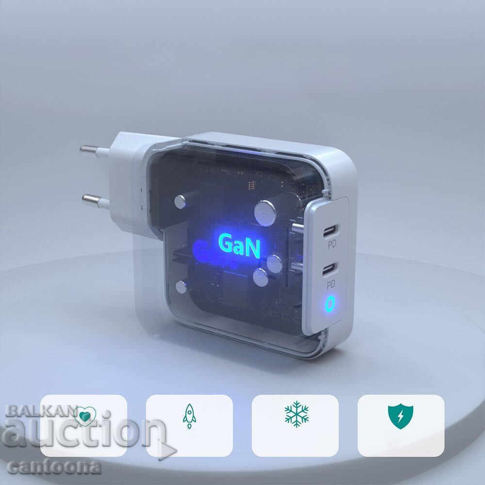 Auction  Choetech GaN Fast Charger 100W USB-C PD - 2 x USB-C