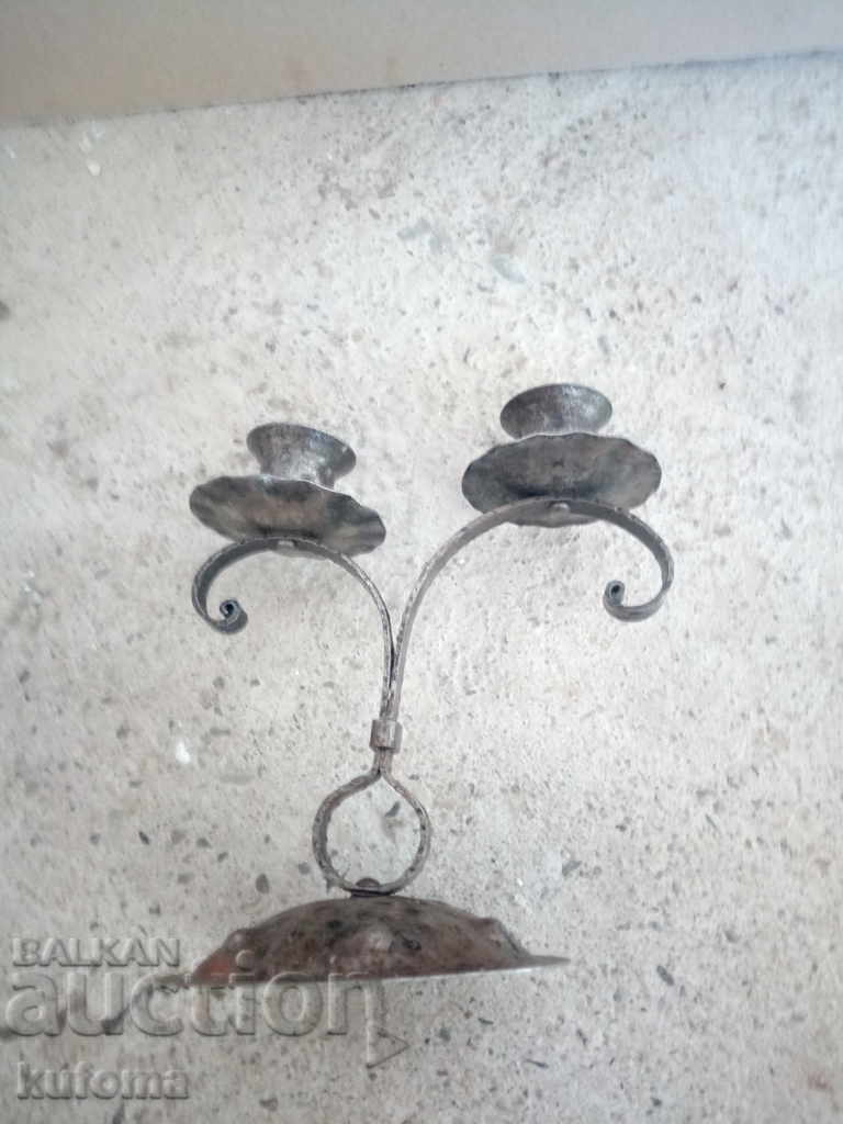 Auction Wrought iron candlestick Auction Wrought iron candlestick