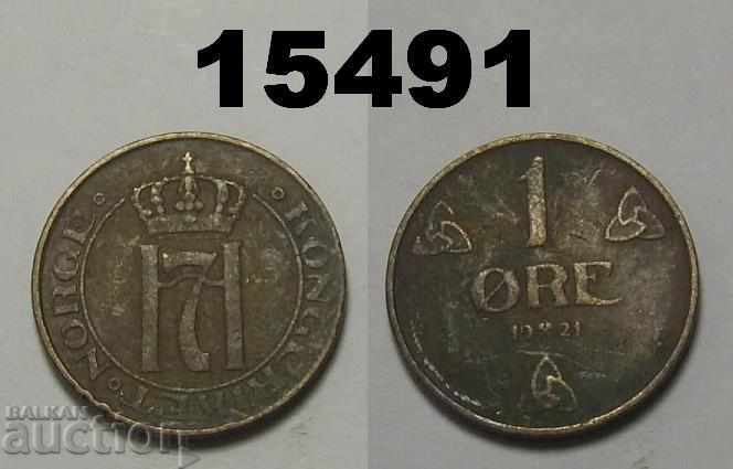Νορβηγία 1 μετάλλευμα 1921 Σπάνιο νόμισμα