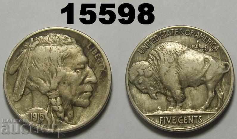 САЩ 5 цента 1915 VF+ Рядка монета