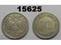 Germania 10 pfennigs 1901 F Lăcuit Rar Excelent