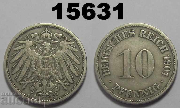 Германия 10 пфенига 1901 F Рядка