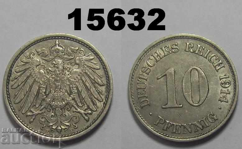 Германия 10 пфенига 1914 Е монета Отлична