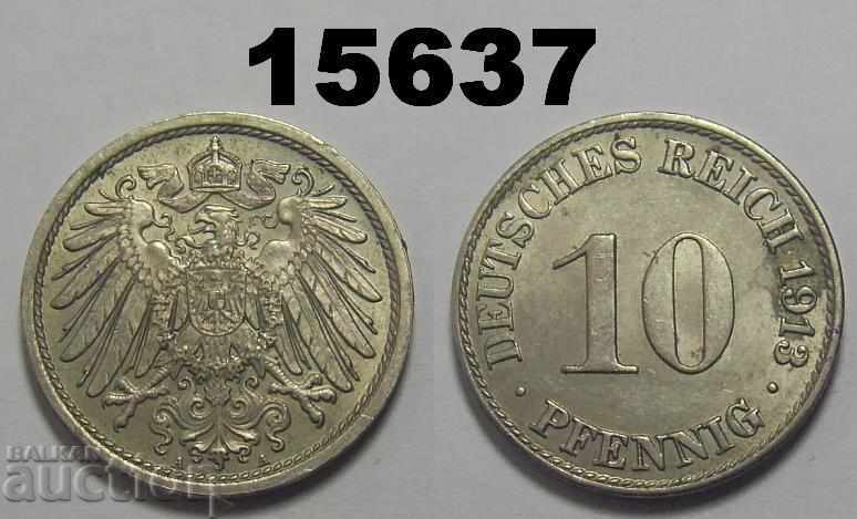 Germania 10 pfennigs 1913 O monedă Excelent