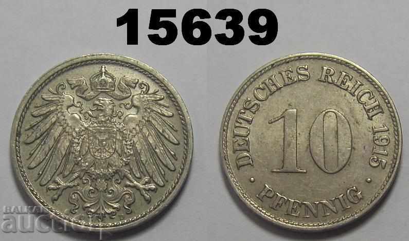 Germany 10 pfennig 1915 D coin Excellent