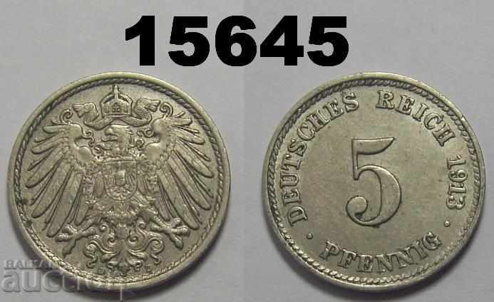 Германия 5 пфенига 1913 D монета