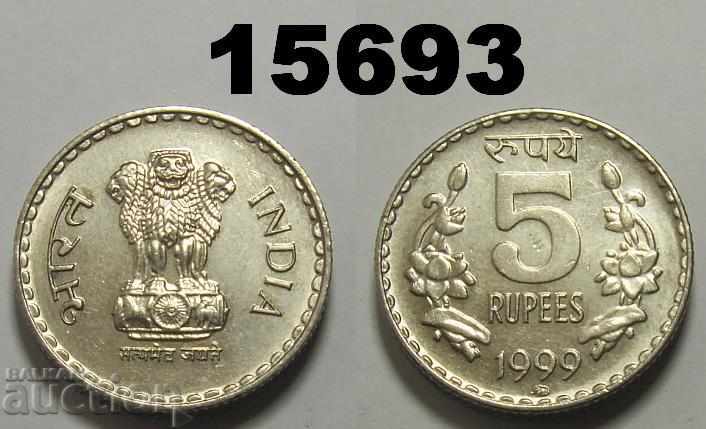 India 5 rupii 1999 frumos cu luciu