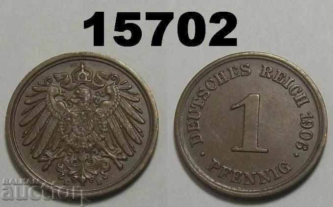 Германия 1 пфениг 1906 Е монета Отлична