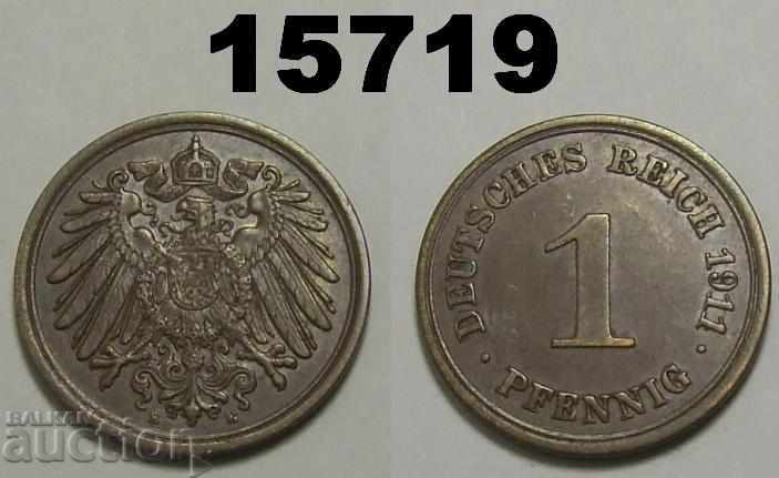 Германия 1 пфениг 1911 Е Отлична
