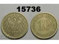 Germania 10 pfennig 1911 F coin
