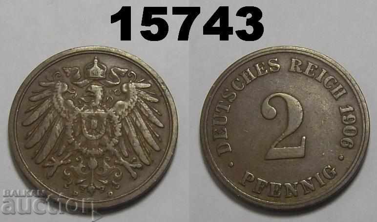 Германия 2 пфенига 1906 D монета