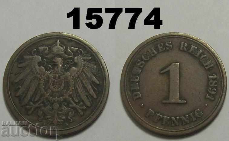 Germania 1 pfennig 1891 A