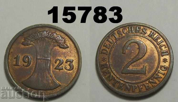 Germany 2 rent pfennig 1923 G
