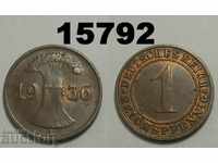 Germany 1 Reich Pfennig 1936 E Excellent Rare