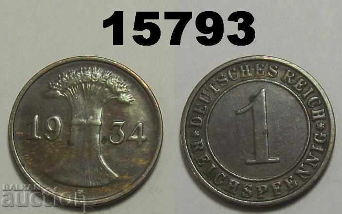 Germany 1 Reich Pfennig 1934 E Row VF