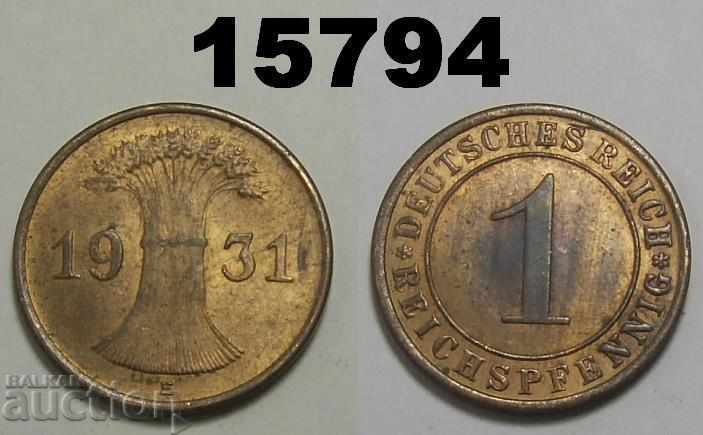 Germania 1 Reich Pfennig 1931 E Minunat AUNC