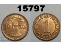 Germany 1 Reich Pfennig 1936 E Rare UNC !!