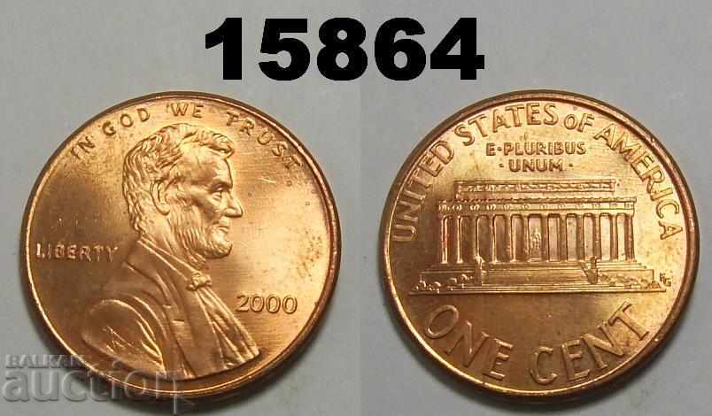 SUA 1 cent 2000 TOP RED-UNC Monedă minunată