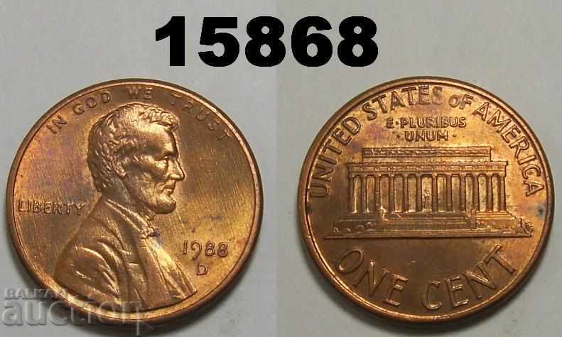 Ηνωμένες Πολιτείες 1 σεντ 1988-D UNC Θαυμάσιο νόμισμα